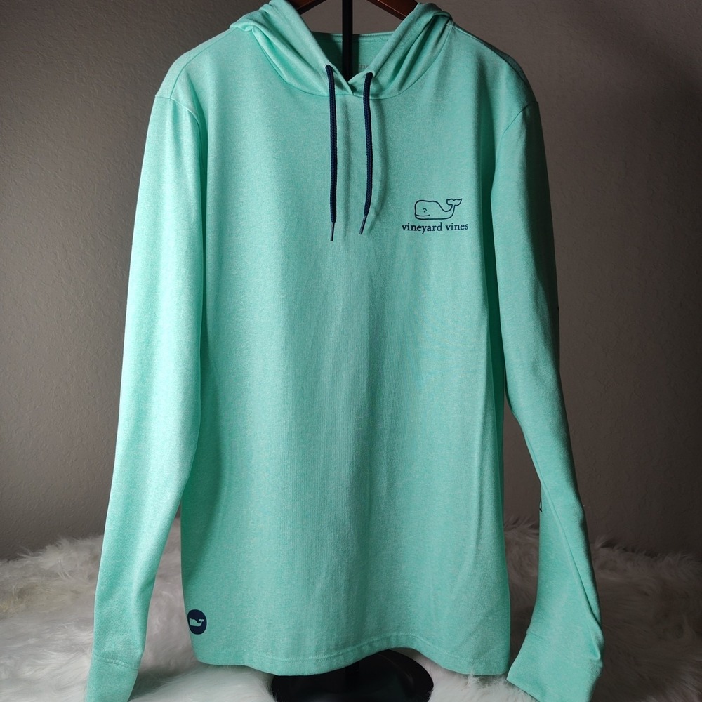 Vineyard Vines Performance Hoodie Mens XS Mint Green Heathered Whale Logo